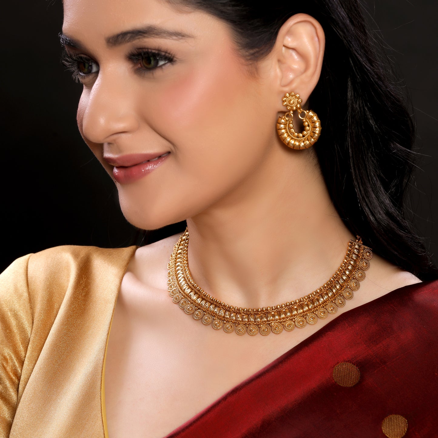Antique Gold Plated Traditional Necklace Set