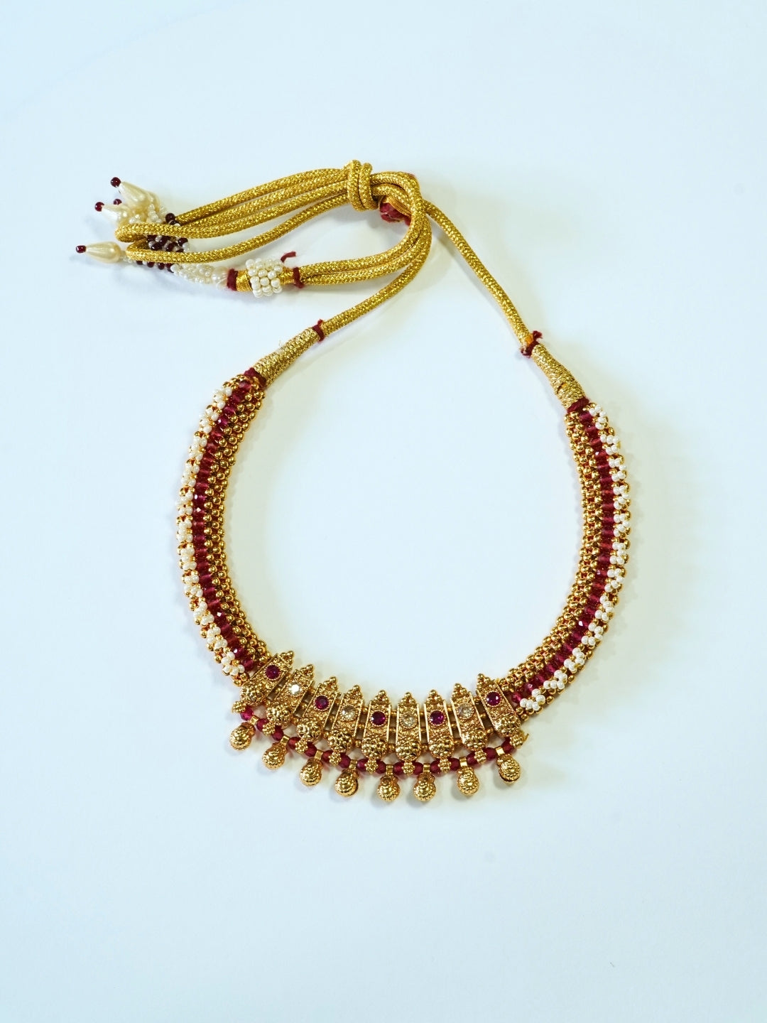 Ruby & Kundan Studded Beautiful Beaded Traditional Necklace Set