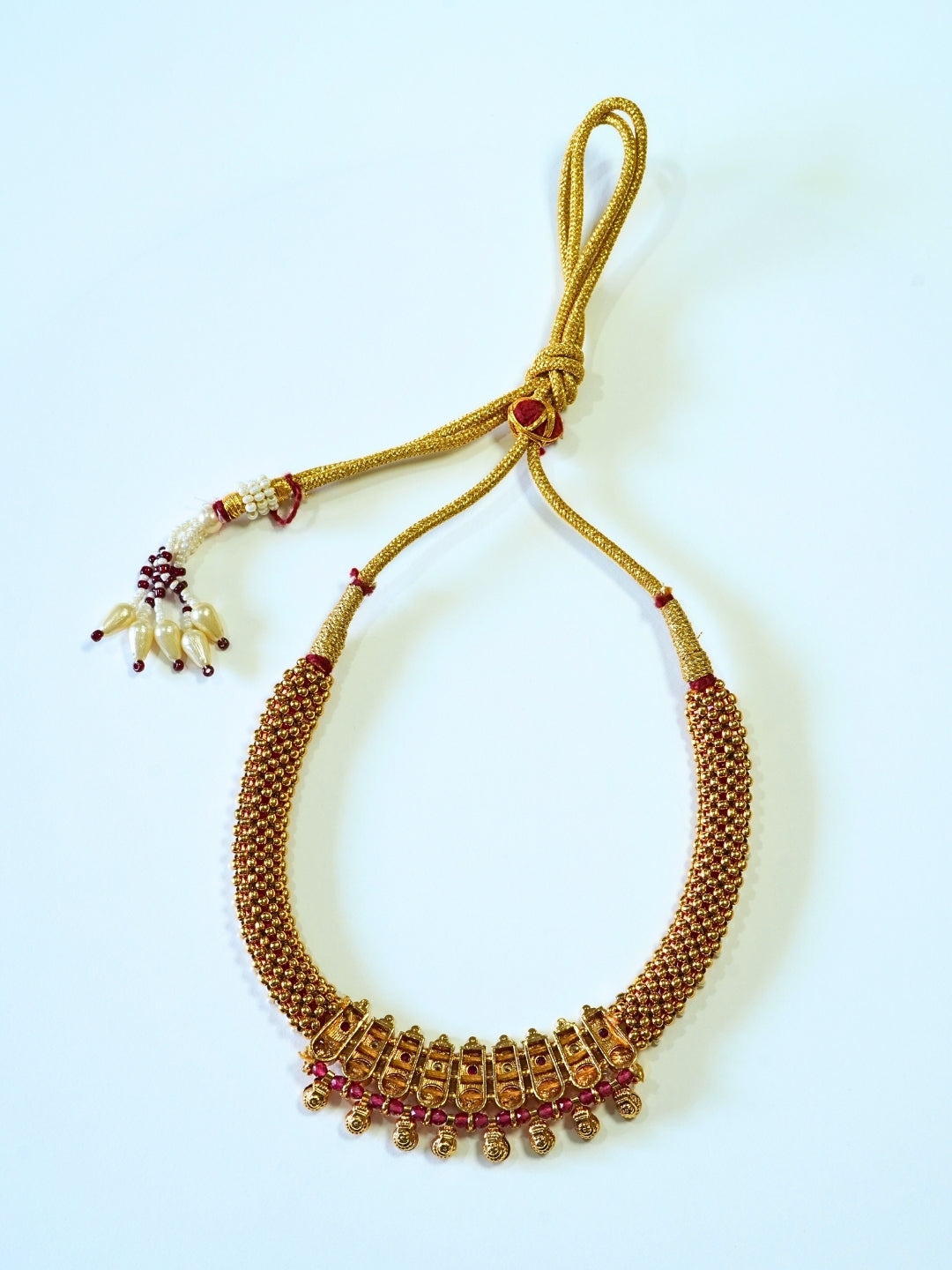 Ruby & Kundan Studded Beautiful Beaded Traditional Necklace Set