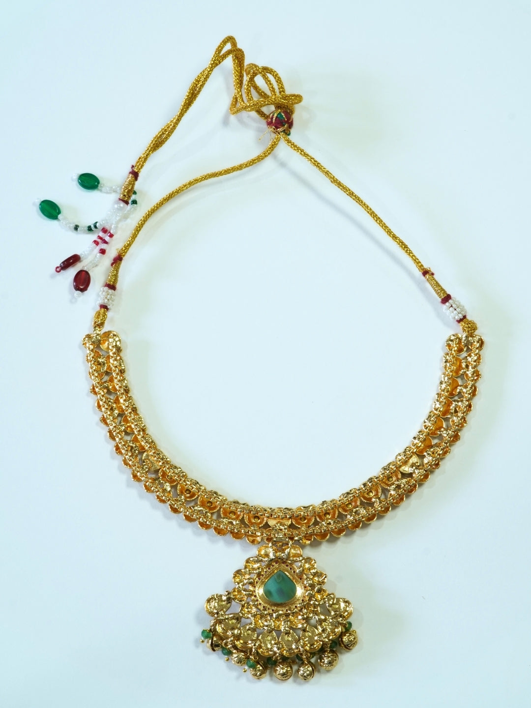 24K Gold Plated Kundan Studded Beaded Premium Necklace Set