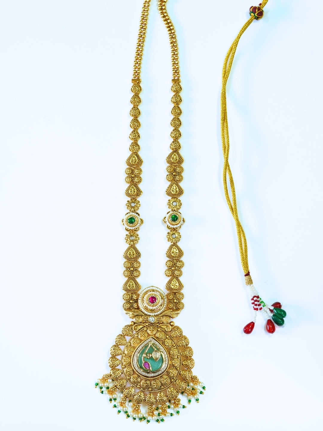 Premium Gold Plated Long Necklace Set with Jhumka Earrings