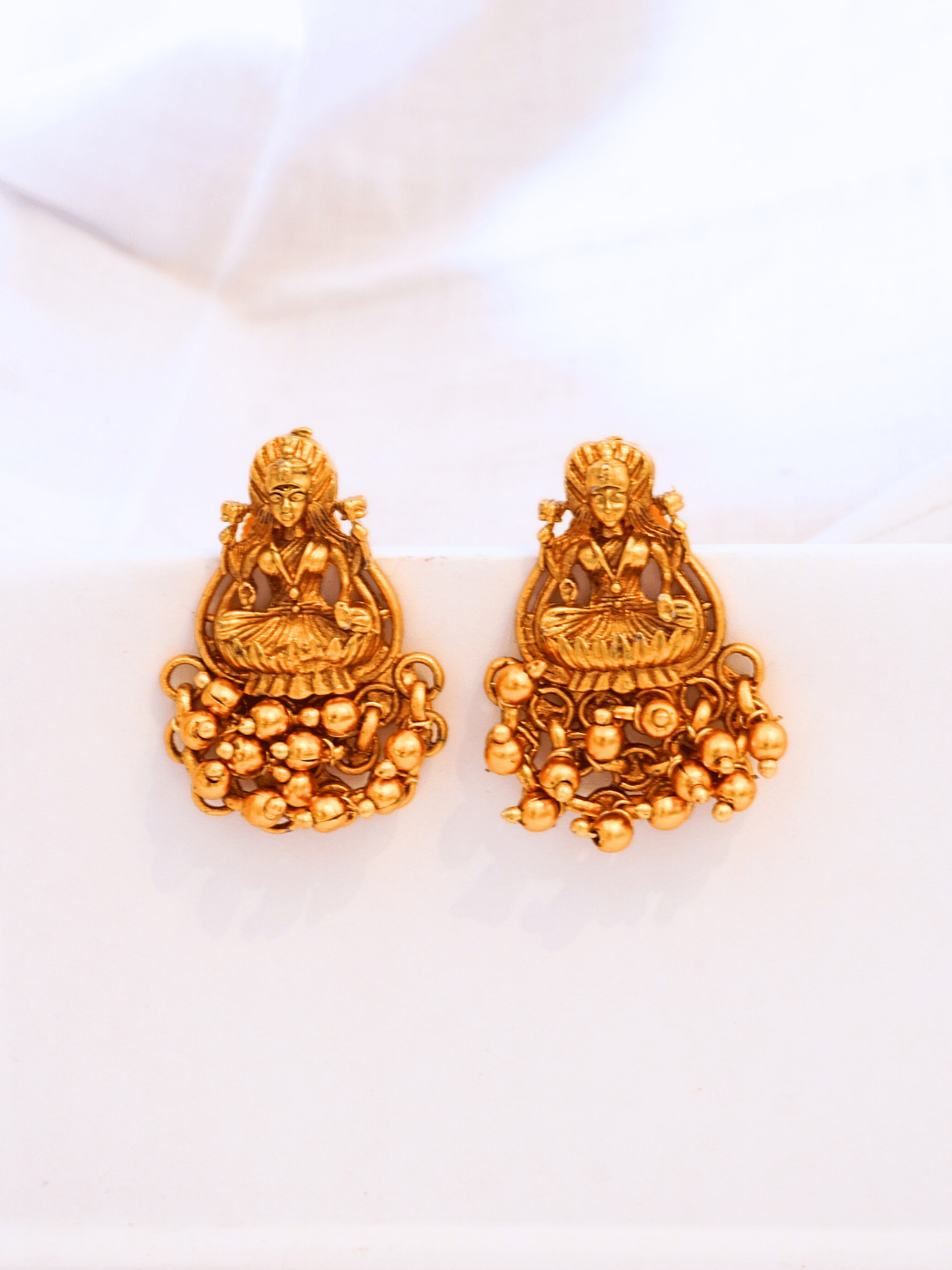 Golden Motif studded 22KT Gold Plated Matte Brass Temple Studs