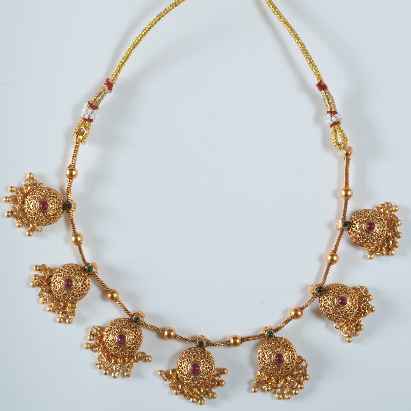 Beautiful Antique Ghungroo Accents Traditional Necklace Set