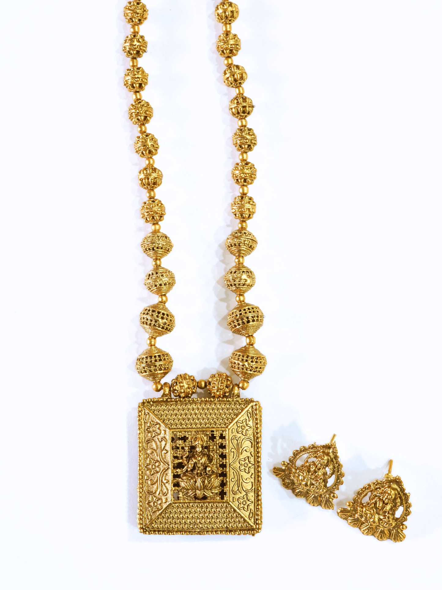 Antique Reversible Beaded Laxmi Necklace Set