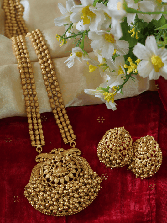 Beatific Glory Heavy Laxmi Temple Necklace Set