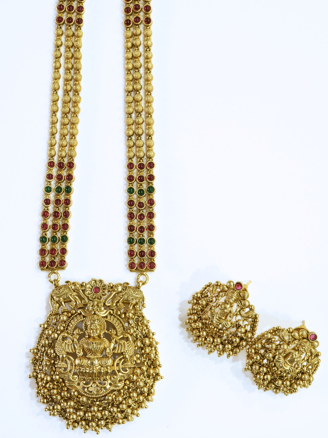 Premium Antique Finish Divine Laxmi Temple Necklace Set