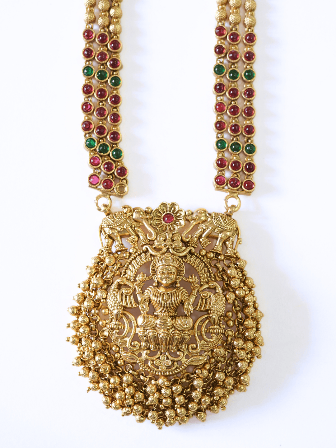 Premium Antique Finish Divine Laxmi Temple Necklace Set