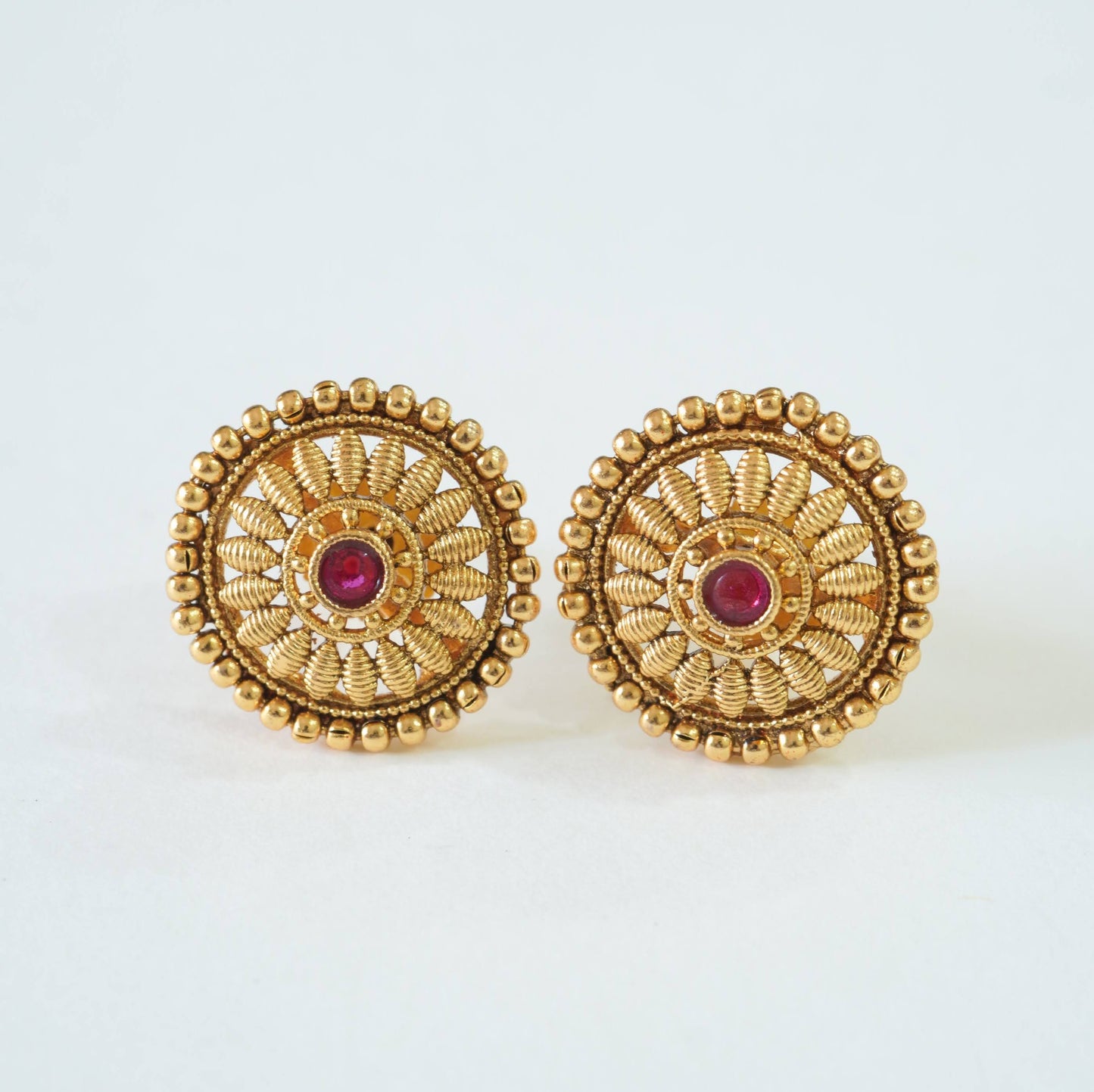 Ruby Studded Statement Pendant Set