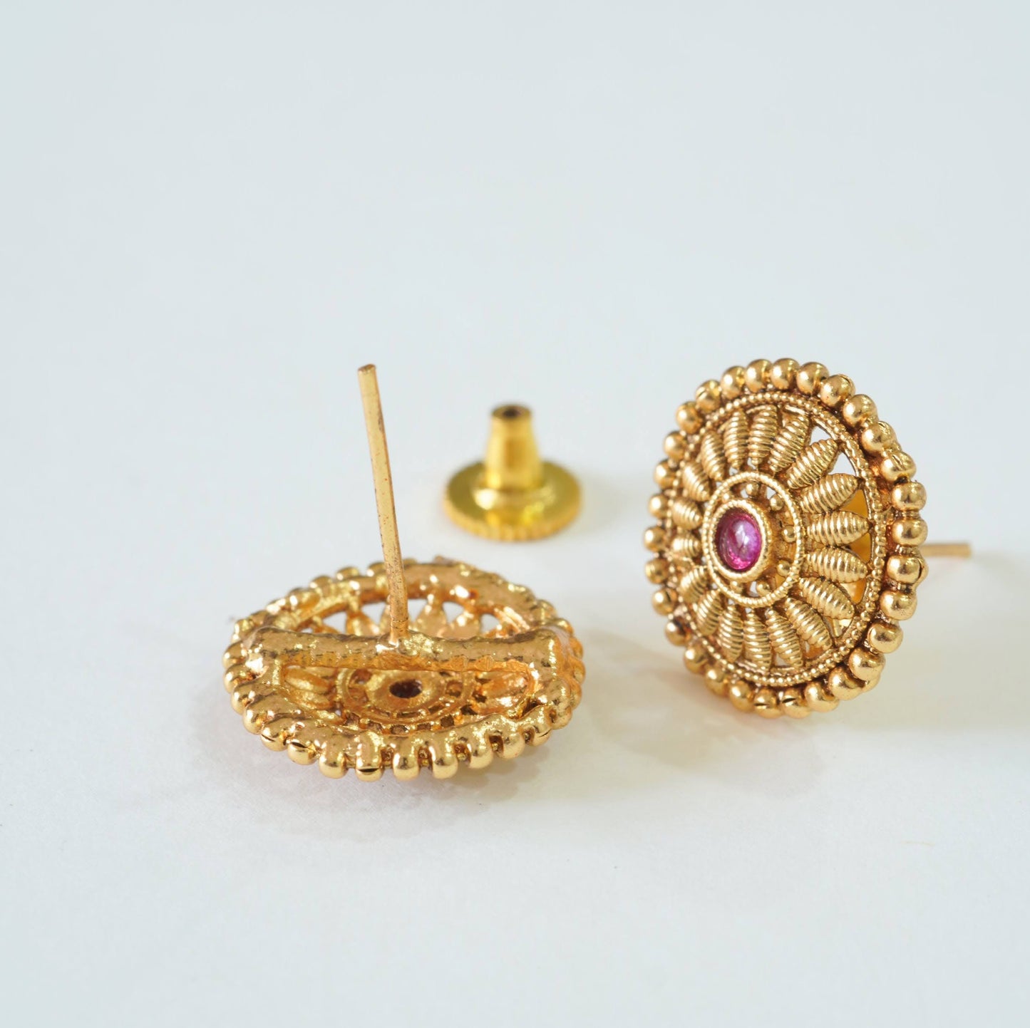 Ruby Studded Statement Pendant Set