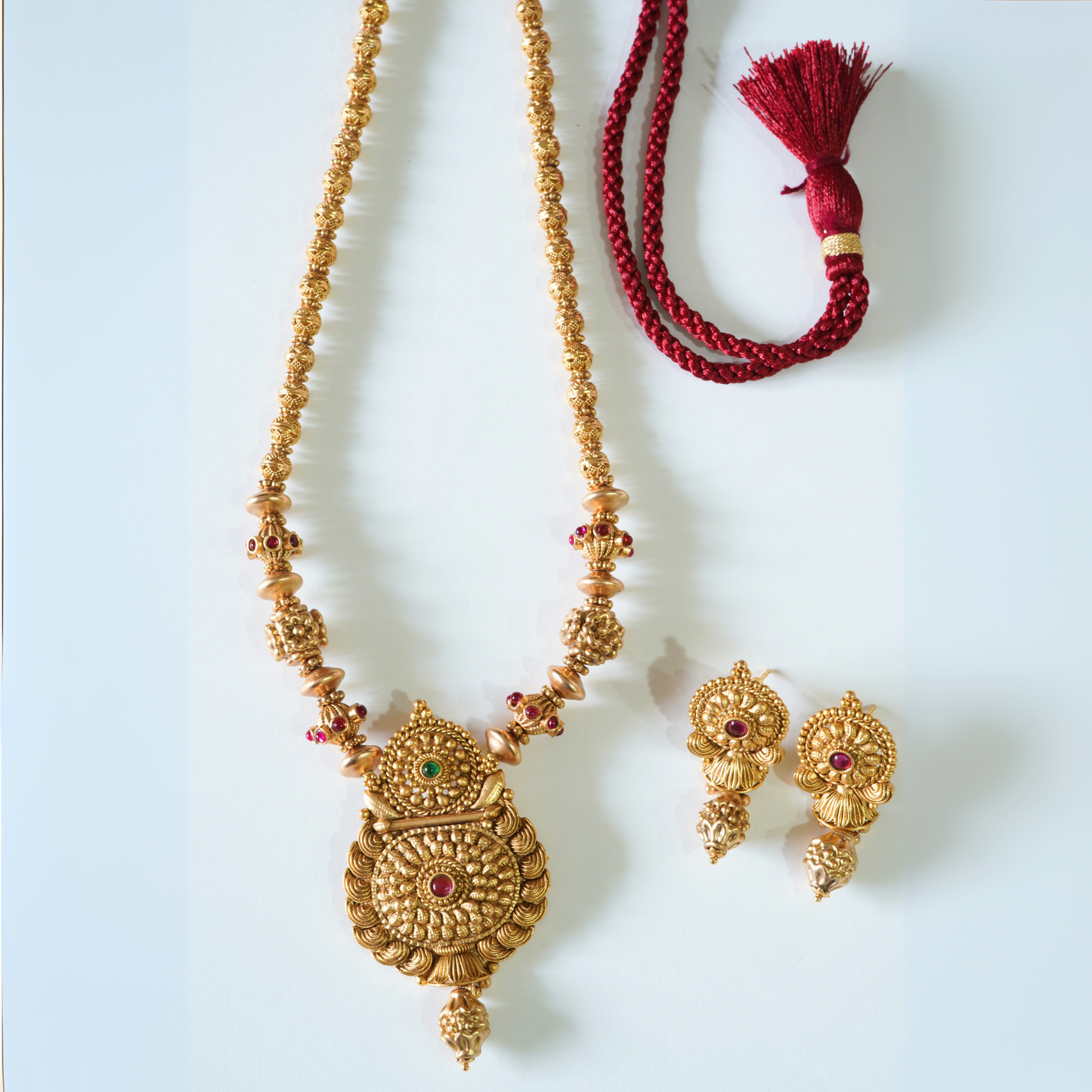 Traditional Antique Gold Plated Pendant Set