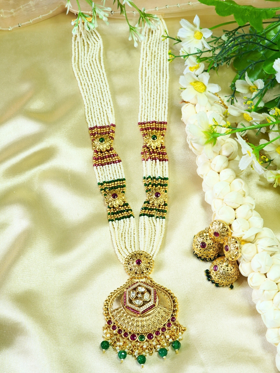 Tradition Defining Long Pearl Dew with Kundan Necklace Set