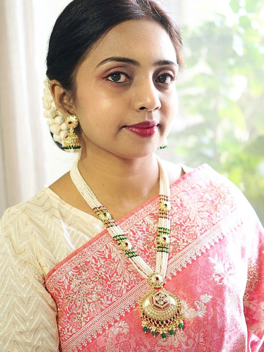 Tradition Defining Long Pearl Dew with Kundan Necklace Set