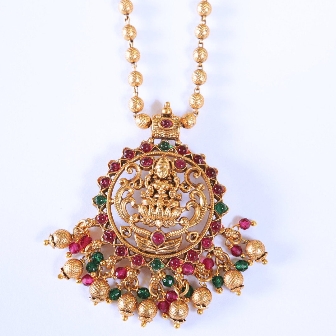 Elegant Laxmi Motif Pendant Set with Jhumka