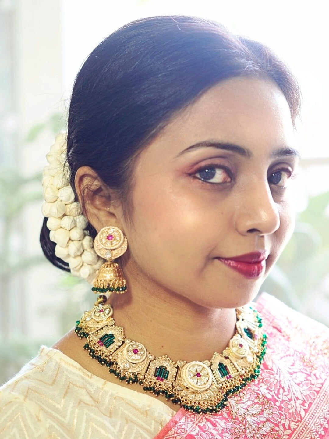 Designer Kundan Necklace & Jhumka Set