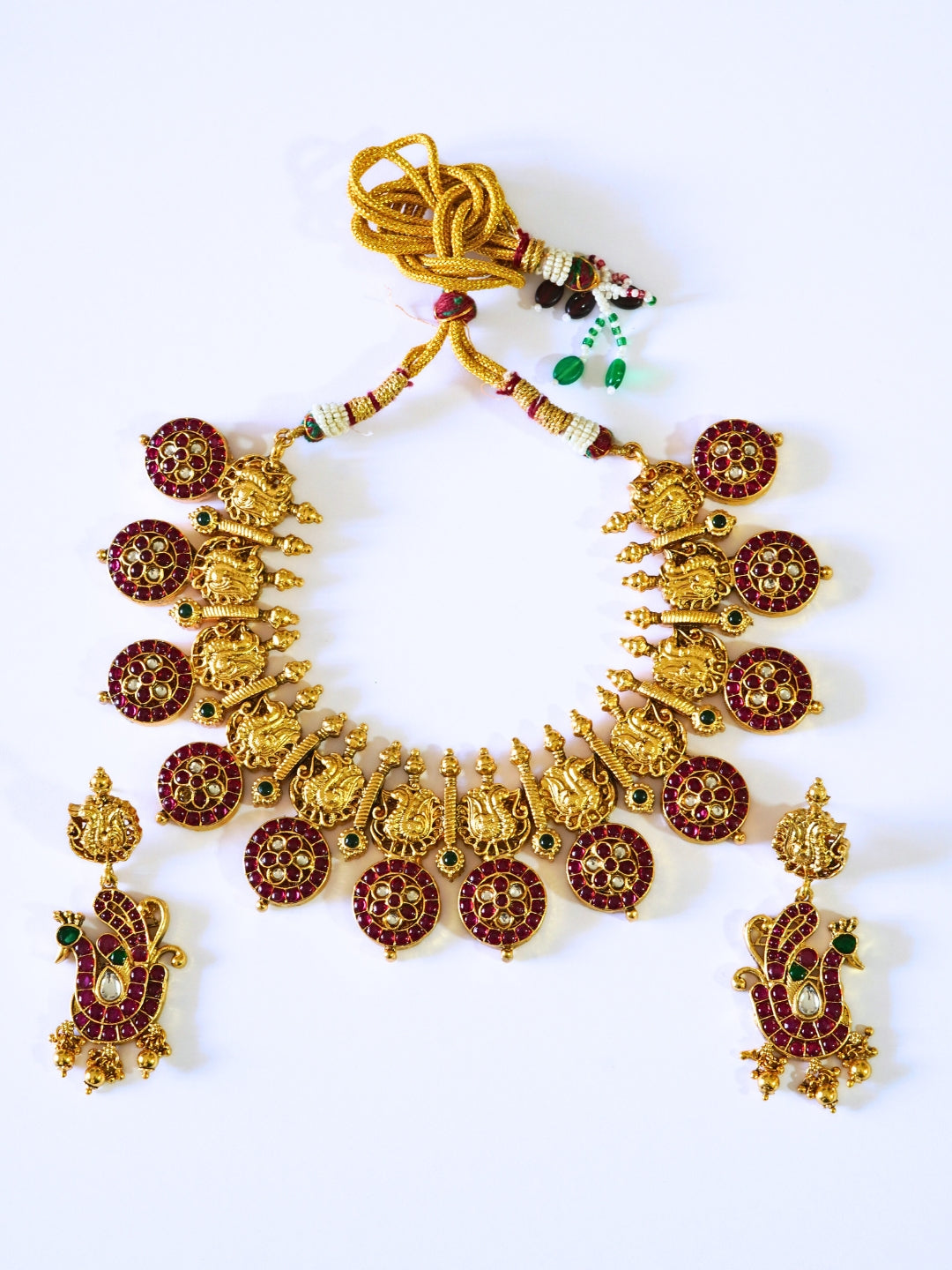 Vintage Peacock Motifs Royal Kundan Necklace Set