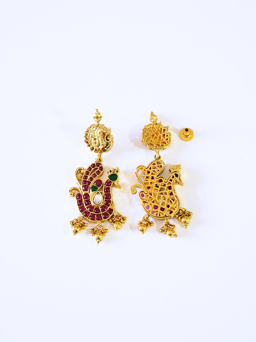Vintage Peacock Motifs Royal Kundan Necklace Set