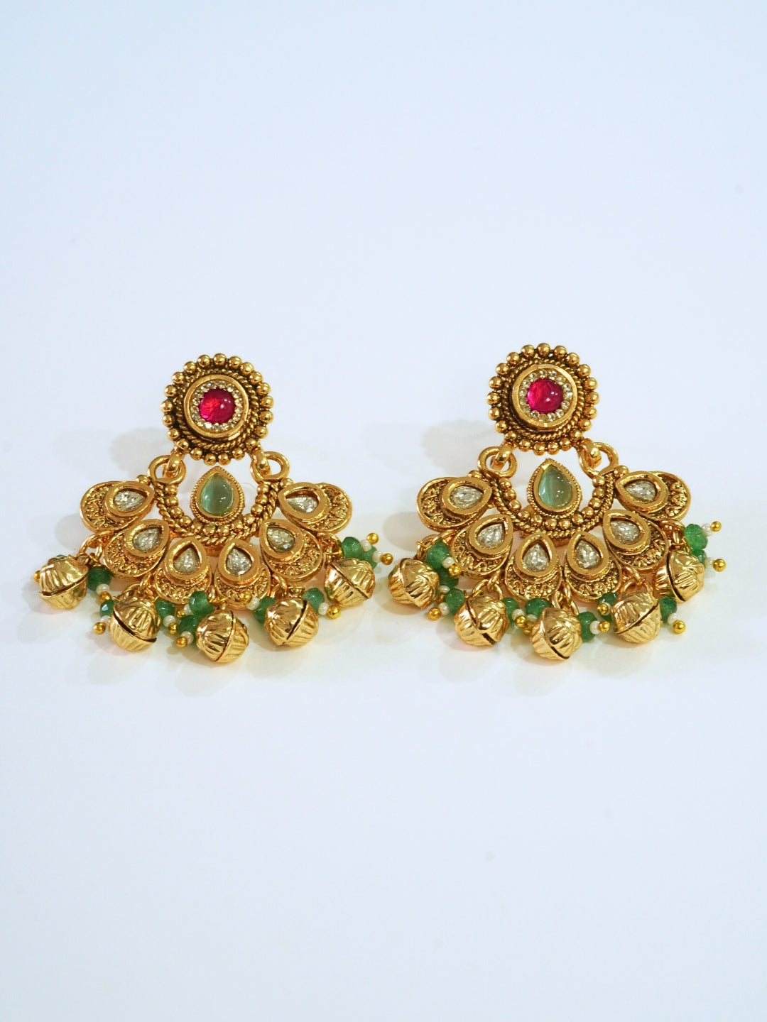 24K Gold Plated Kundan Studded Beaded Premium Necklace Set