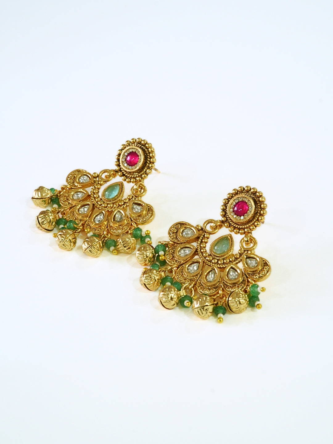 24K Gold Plated Kundan Studded Beaded Premium Necklace Set