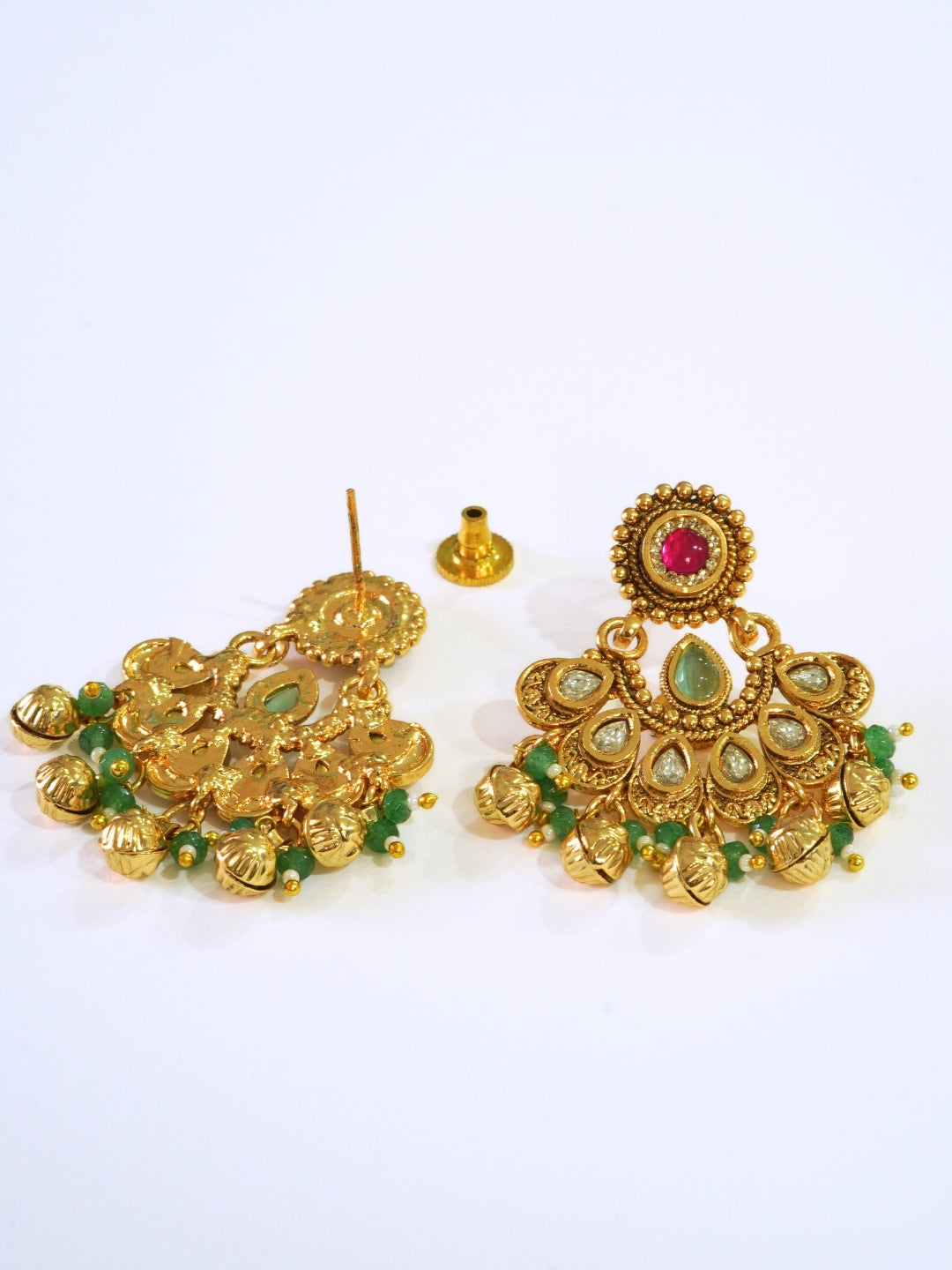 24K Gold Plated Kundan Studded Beaded Premium Necklace Set
