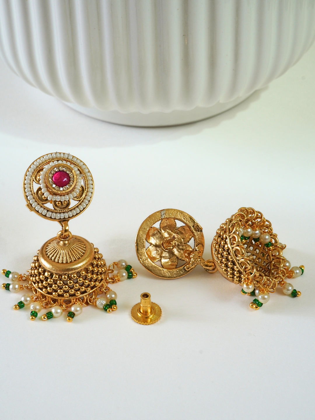 Premium Gold Plated Long Necklace Set with Jhumka Earrings