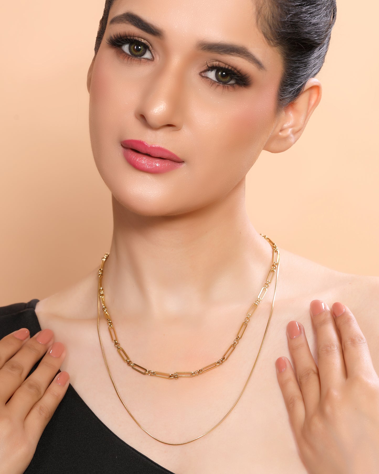 Trendy Multilayer 18KT Gold Plated Necklace – Anti-Tarnish & Stylish