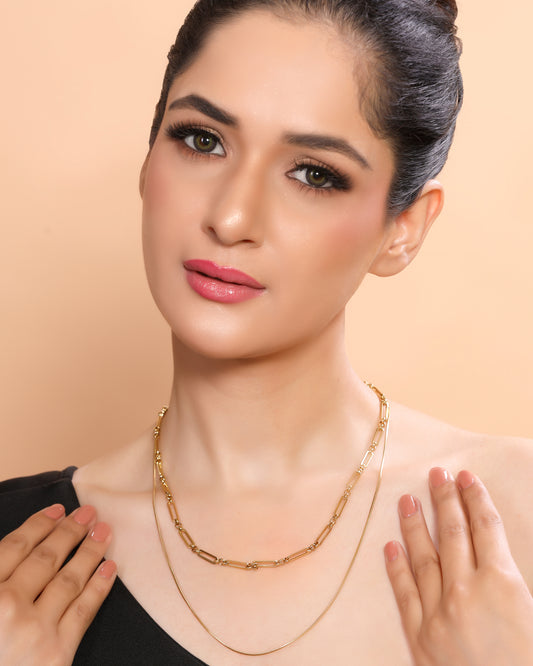 Trendy Multilayer 18KT Gold Plated Necklace – Anti-Tarnish & Stylish