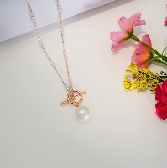 Pearl Magic Rose Gold Plated Western Pendant Necklace