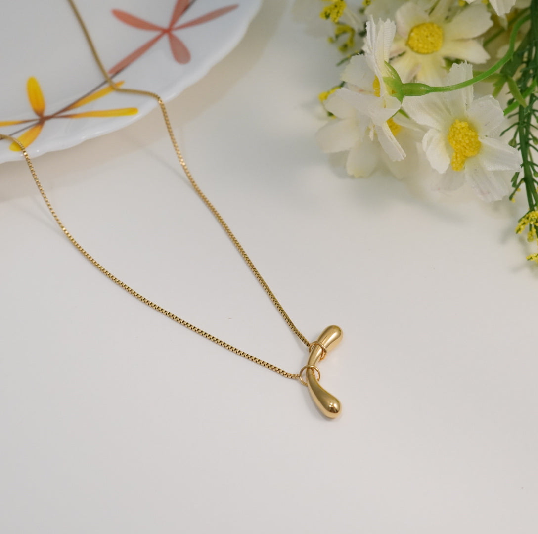 Dumble Drop 18K Gold Plated Western Pendant Necklace