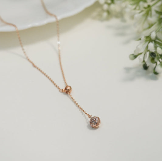 Minimalist Rose Gold Plated Zirconia Sphere Western Pendant Necklace