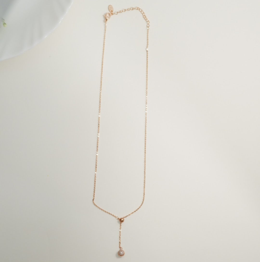 Minimalist Rose Gold Plated Zirconia Sphere Western Pendant Necklace