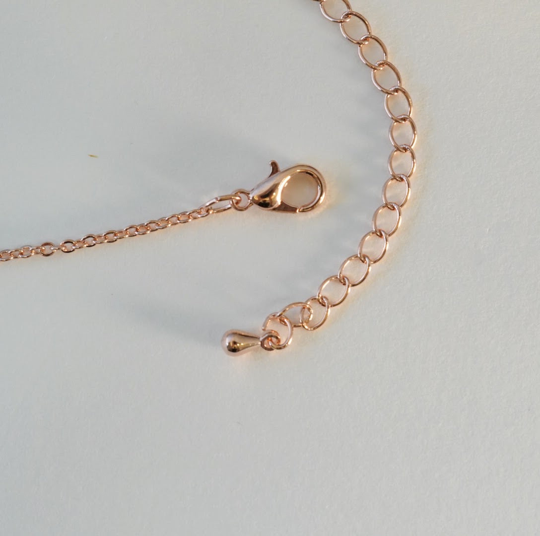 Rose Gold Plated Solitaire & Zirconia Pendant Western Necklace