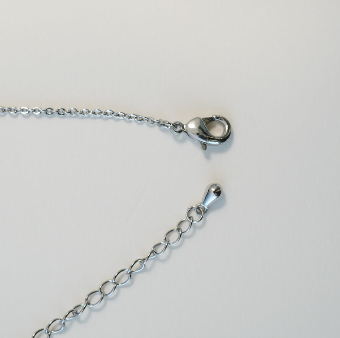 Rhodium Plated Zirconia Studded Linear Chain Pendant Western Necklace
