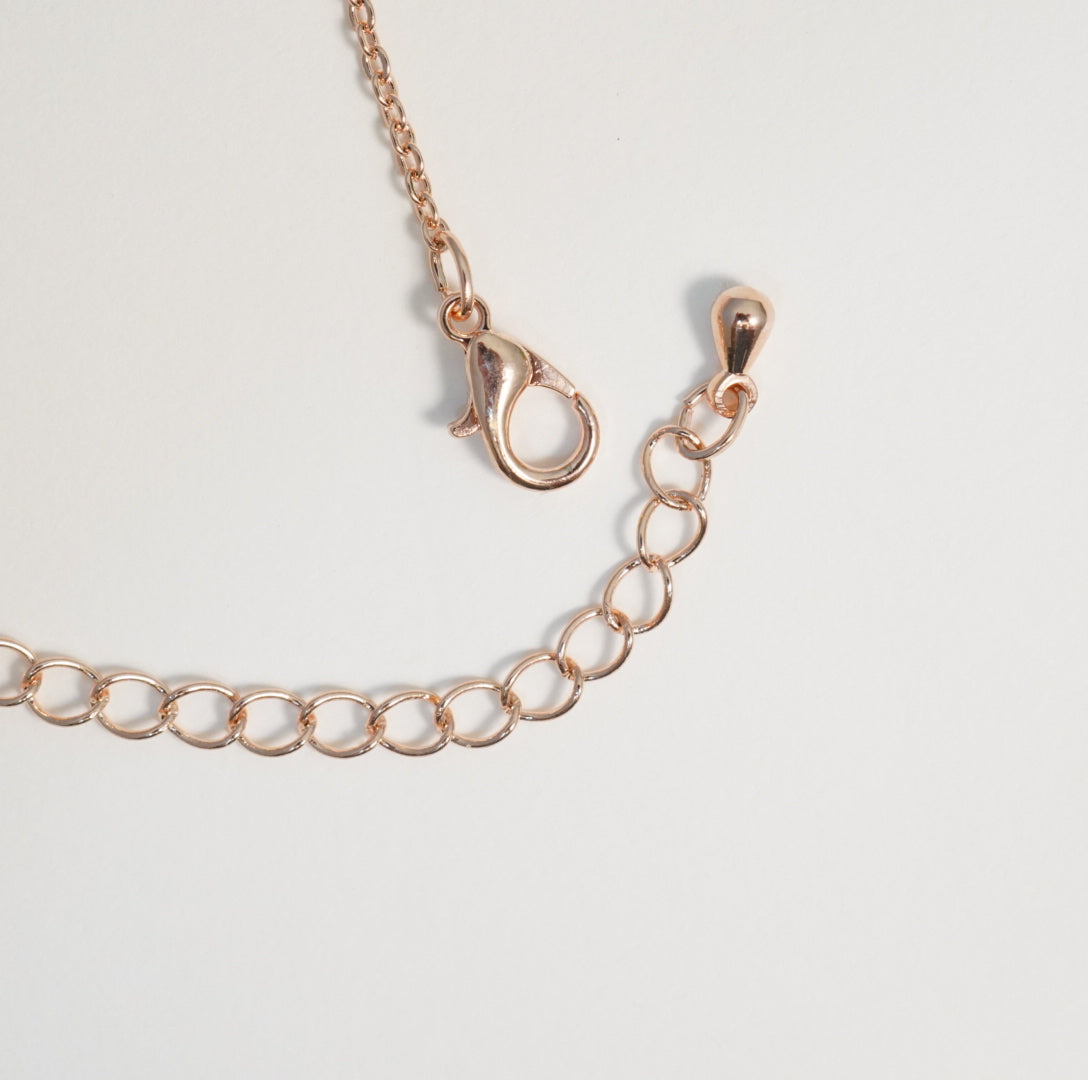 18K Rose Gold Plated Pearl & Zirconia Zigzag Pendant Western Necklace