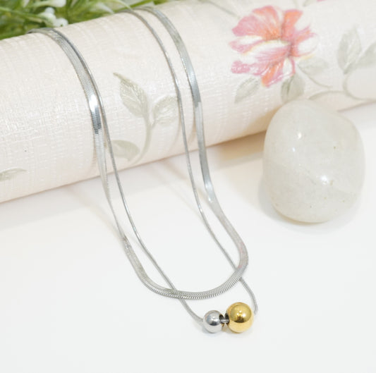 Double-Layer Snake & Minimalist Chain Multilayer Western Necklace