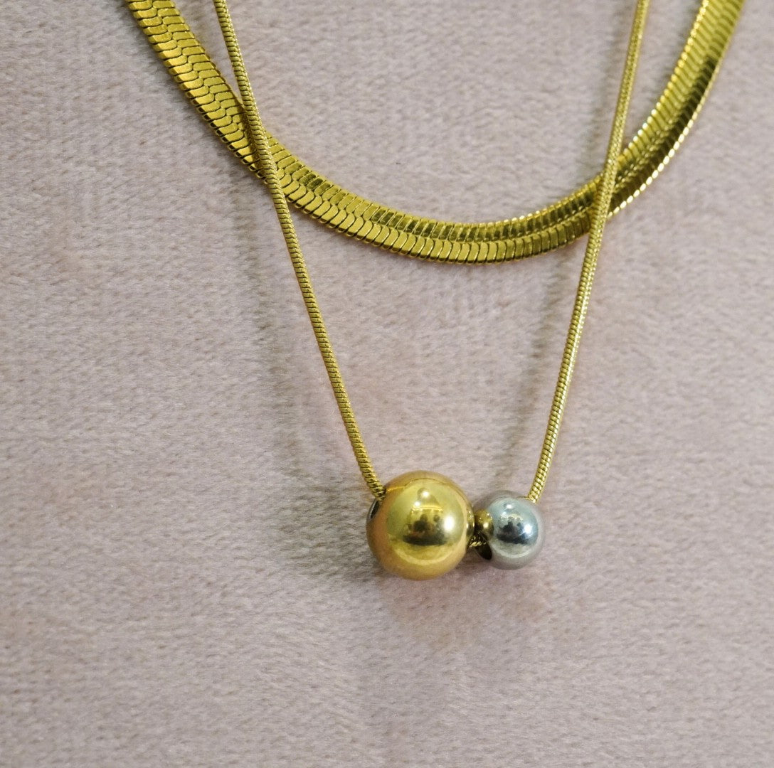 18K Gold Plated Snake & Minimalist Chain with Circular Drop Western Necklace