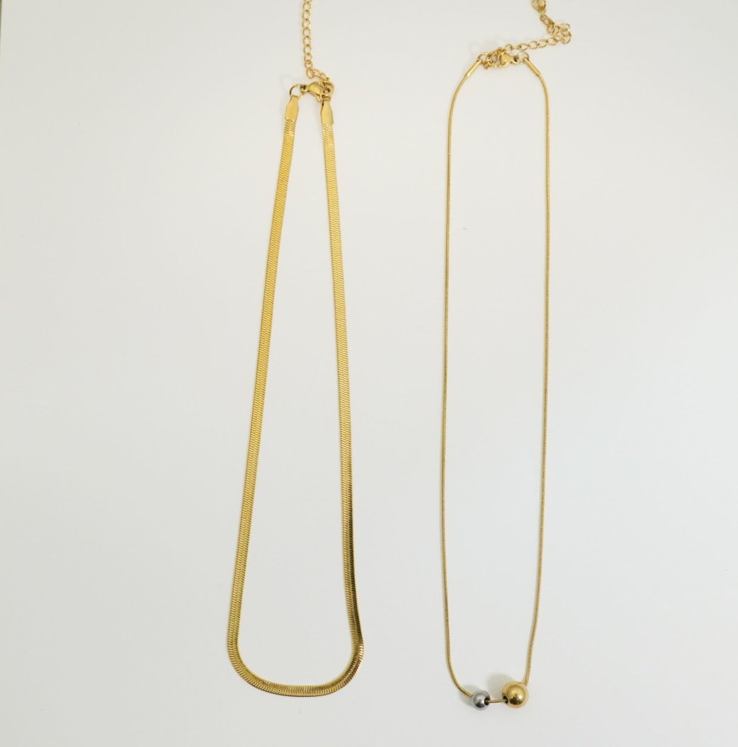 18K Gold Plated Snake & Minimalist Chain with Circular Drop Western Necklace