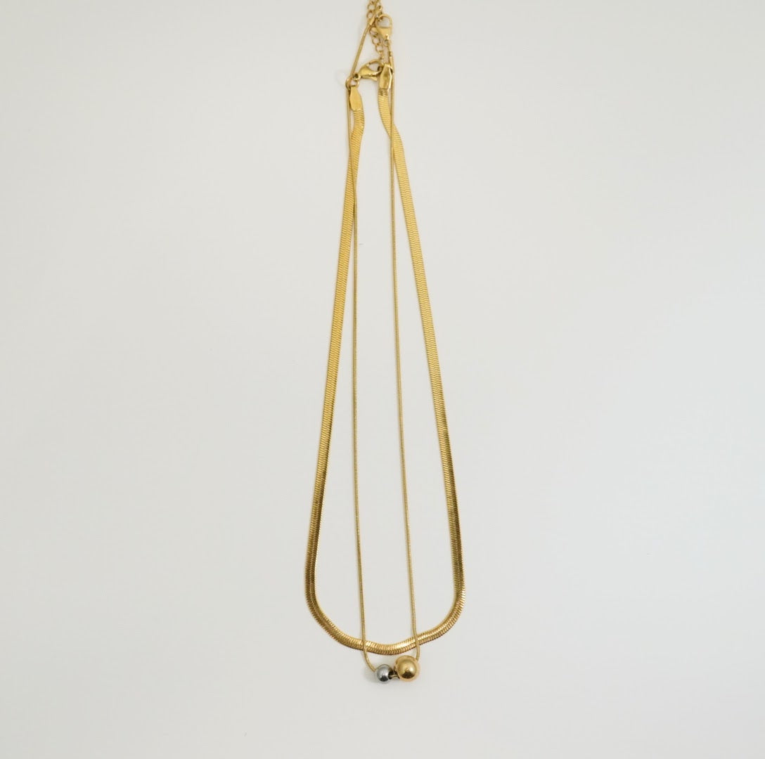 18K Gold Plated Snake & Minimalist Chain with Circular Drop Western Necklace