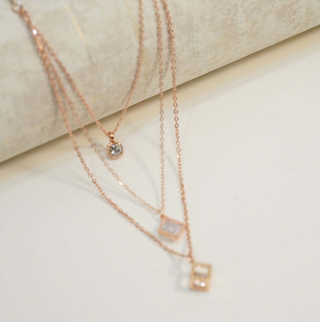 Cubic & Circular Zirconia Drop Multilayer Western Necklace