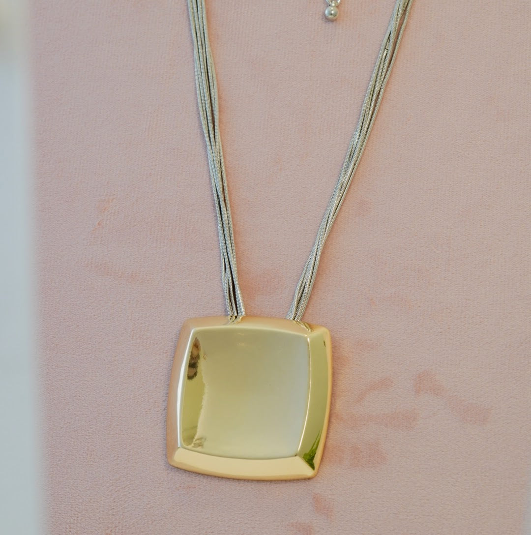 Bold Statement Square Pendant Western Necklace