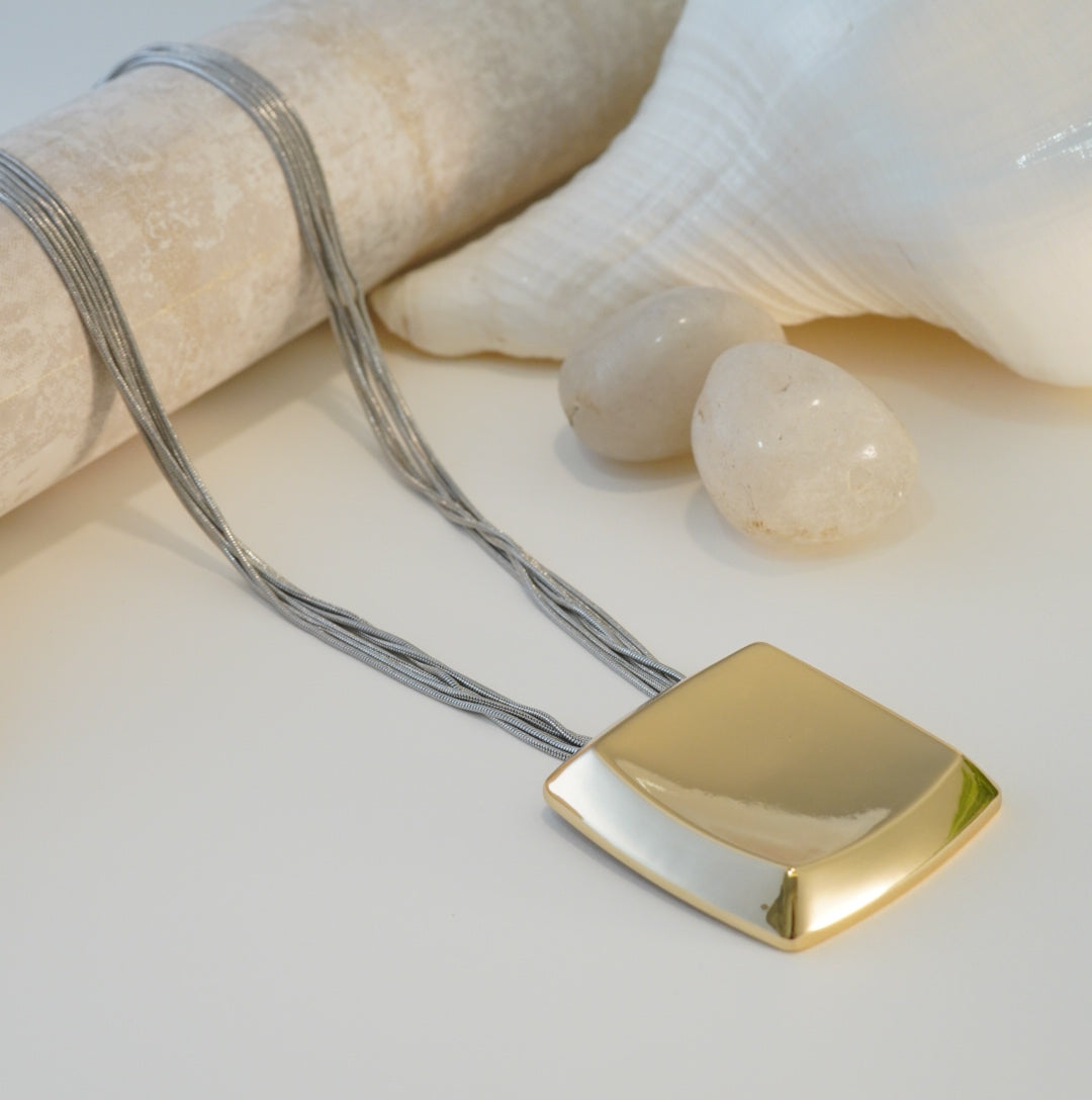 Bold Statement Square Pendant Western Necklace