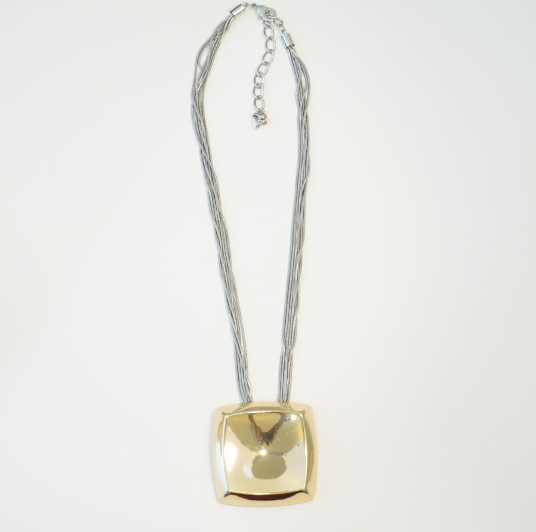 Bold Statement Square Pendant Western Necklace