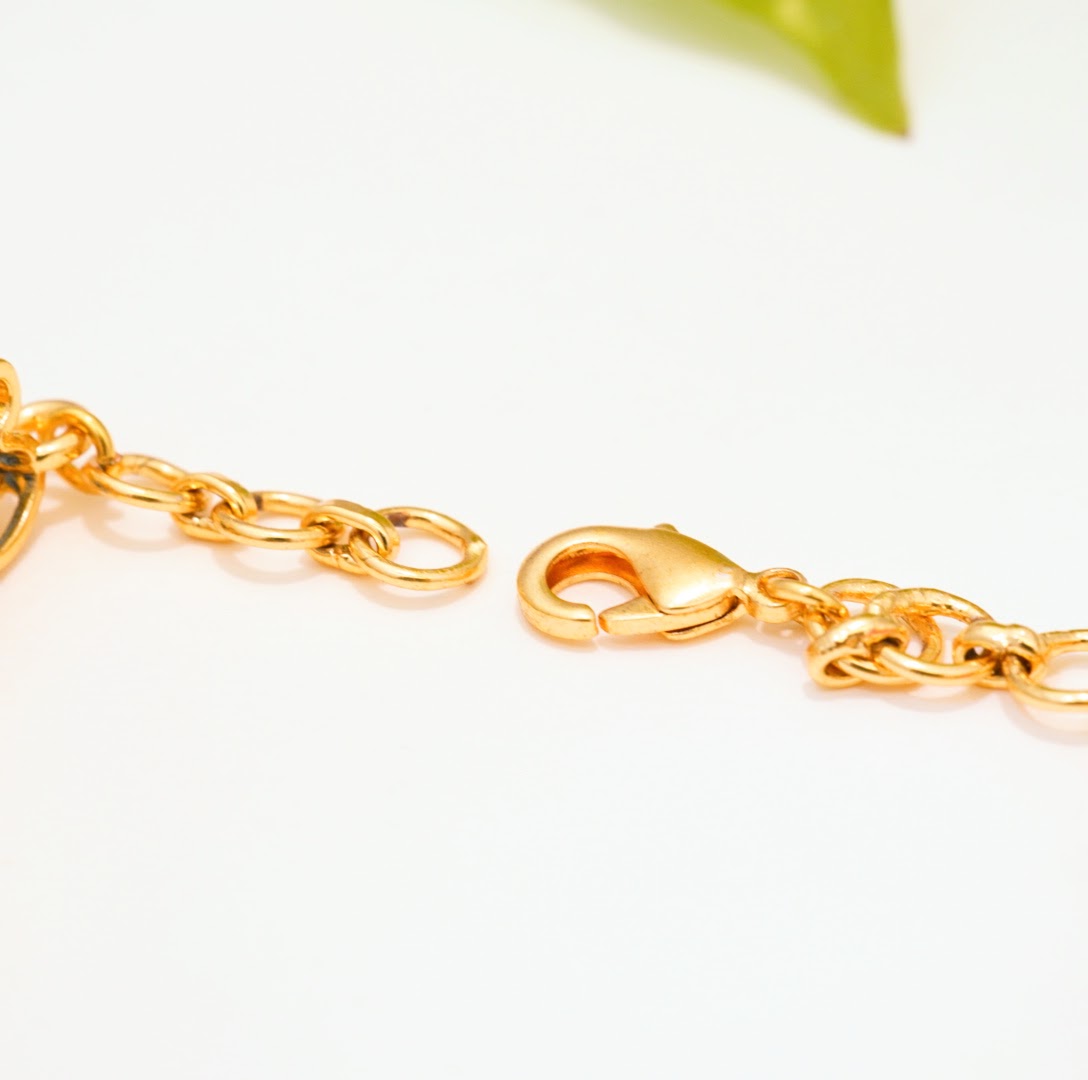 Bunny Multicoloured Crystal Linear Chain Brass Gold Plated Traditional Bracelet