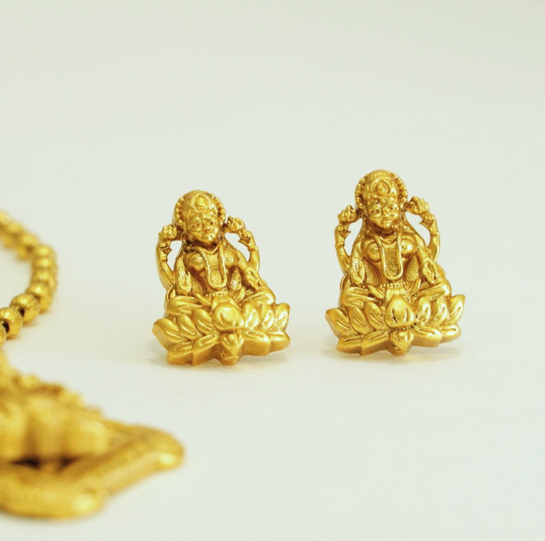 Square Laxmi Temple Pendant Set in Brass