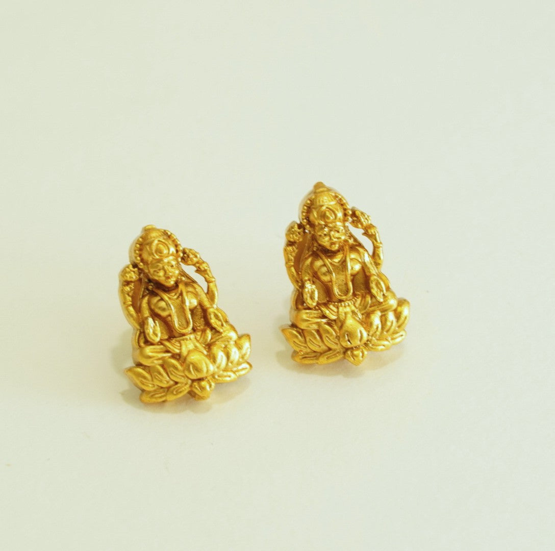 Square Laxmi Temple Pendant Set in Brass