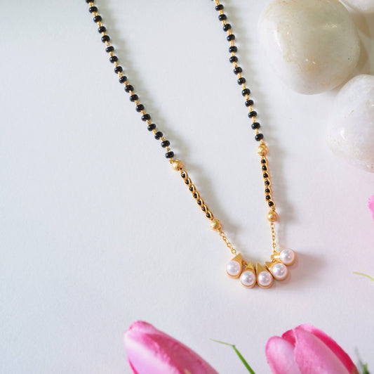 Stylish Moving Pearl Drop Gold-Plated Mangalsutra
