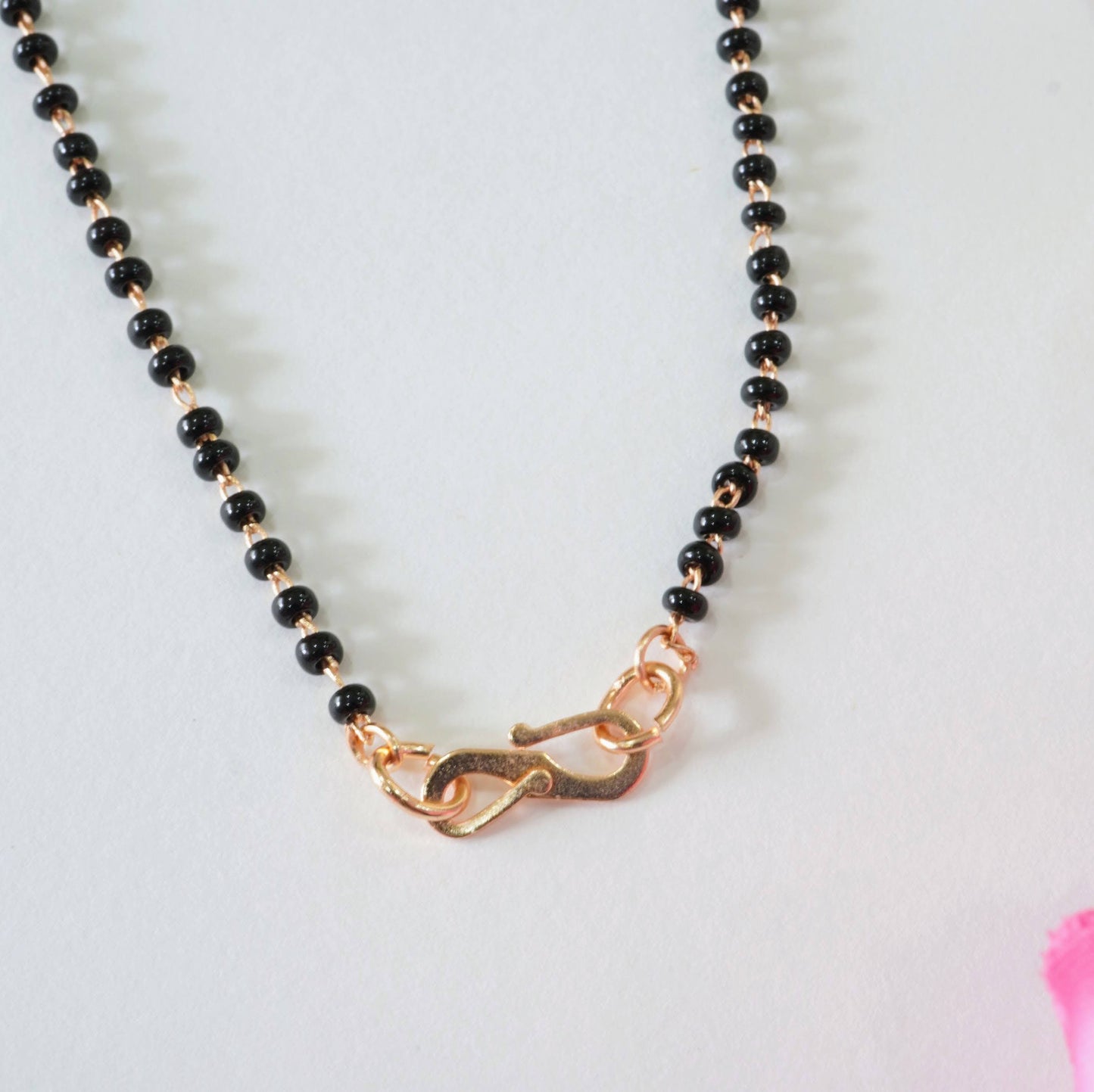 Rose Gold Linear Chain Mangalsutra with Triple Drop American Diamonds