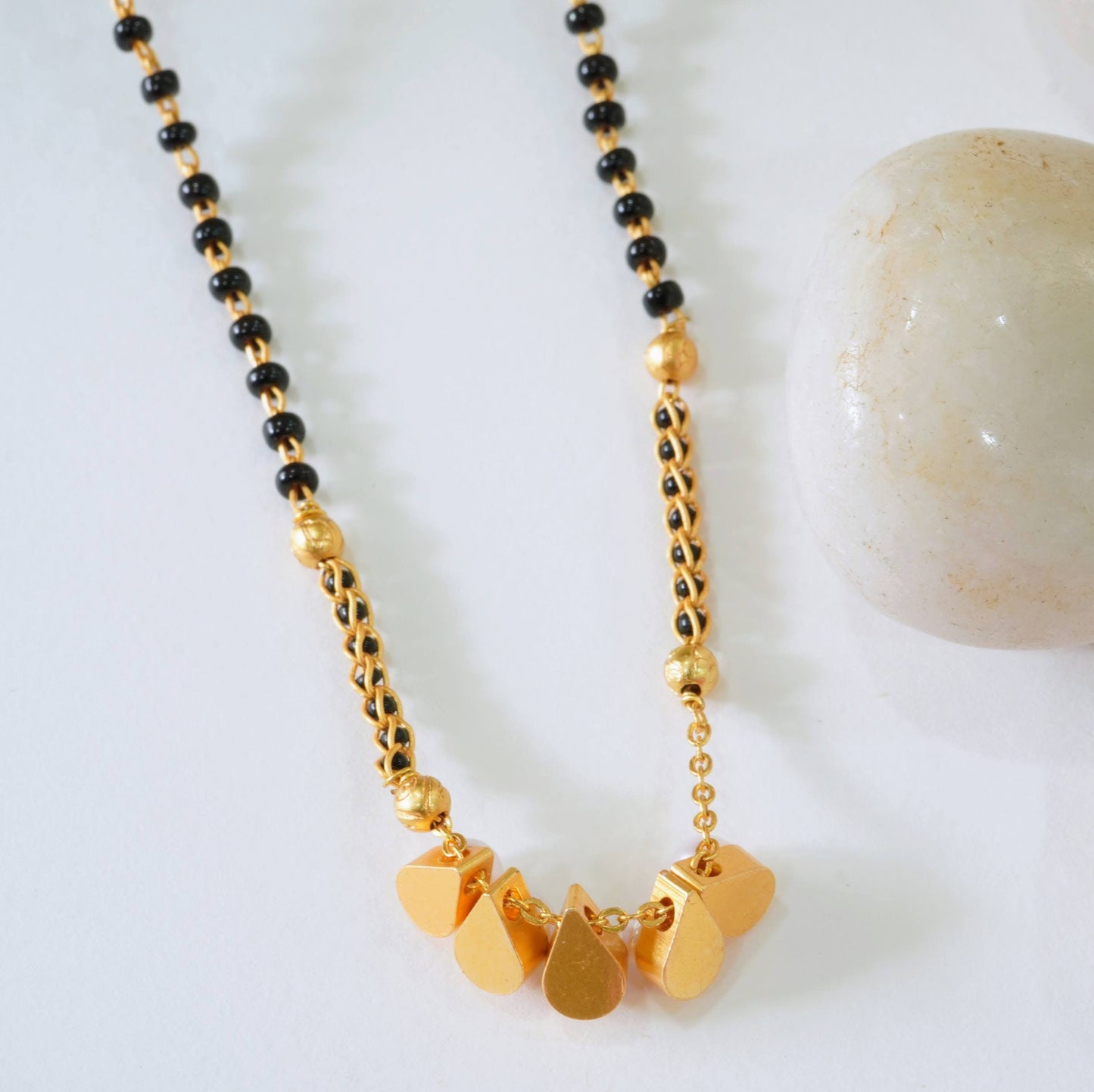 Stylish Moving Pearl Drop Gold-Plated Mangalsutra