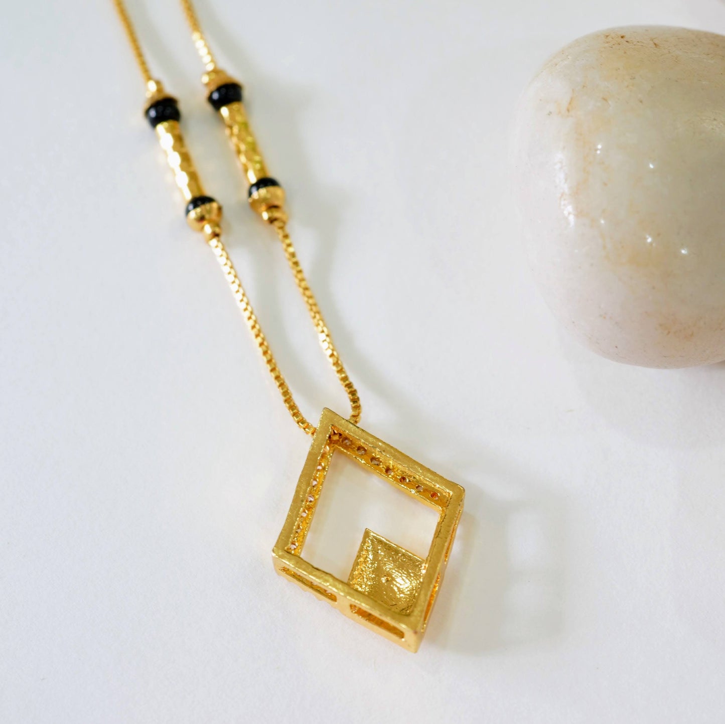 Square Drop American Diamond Single-Layer Mangalsutra