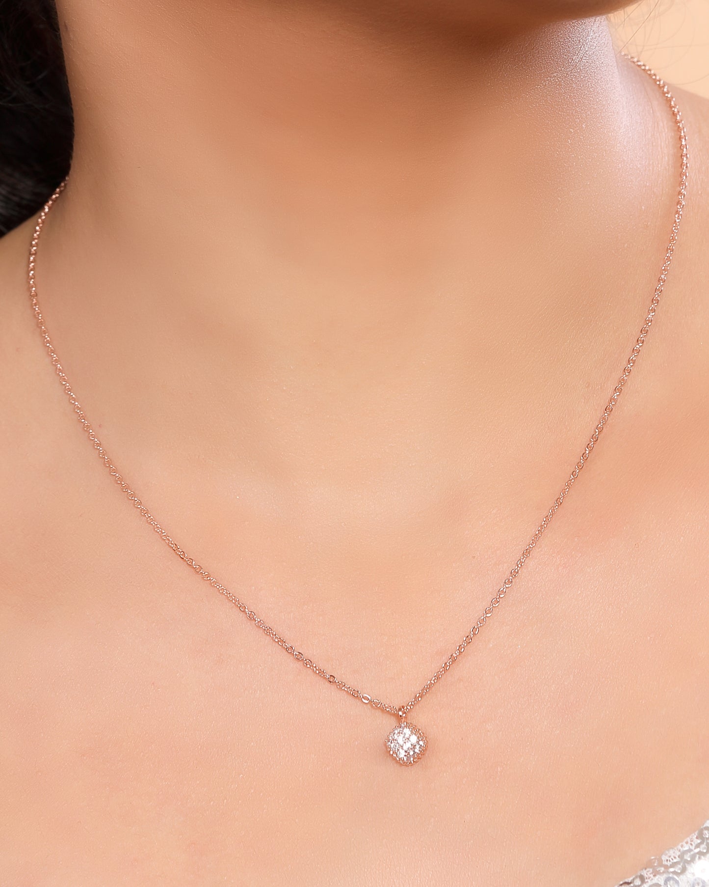 Zirconia Studded Mini Pendant Western Necklace Set