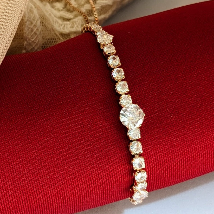 DIVA SERIES - Rose Gold Zirconia 5A Linear Tennis Chain Bracelet